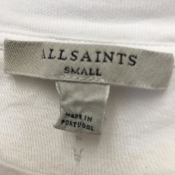 All Saints Muscle Crop T-Shirt Small White 100% Cotton Lightweight Casual - Picture 2 of 9
